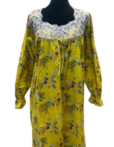 XL  جلابية قطن ليبرتي كم طويل الكم لاستيك⁩⁩⁩⁩