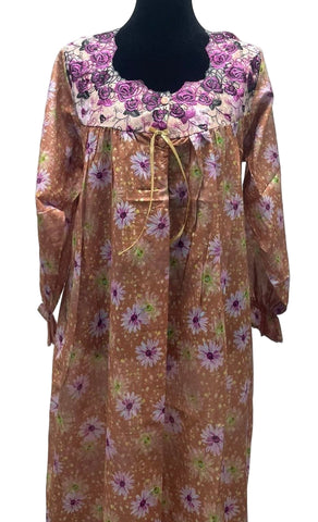 XL  جلابية قطن ليبرتي كم طويل الكم لاستيك⁩⁩⁩⁩