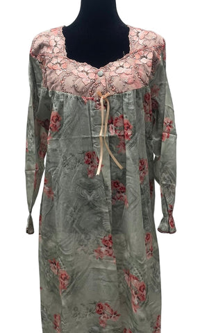 XL  جلابية قطن ليبرتي كم طويل الكم لاستيك⁩⁩⁩⁩