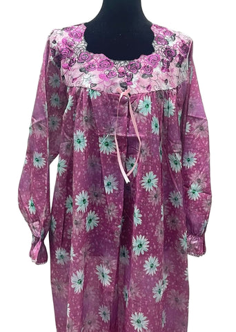 XL  جلابية قطن ليبرتي كم طويل الكم لاستيك⁩⁩⁩⁩