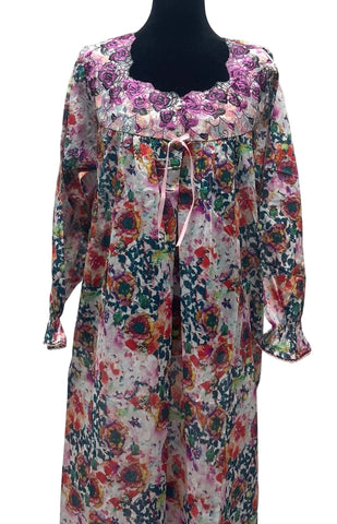 XL  جلابية قطن ليبرتي كم طويل الكم لاستيك⁩⁩⁩⁩