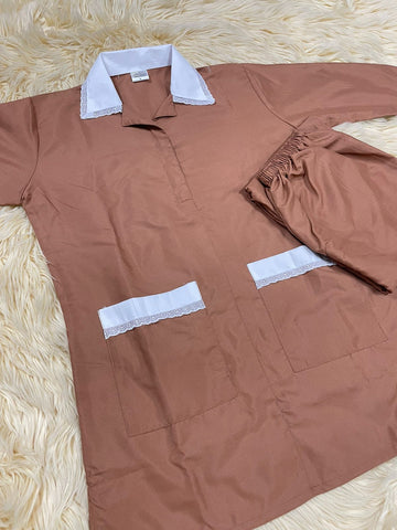2xl  يونيفورم قطن  للعاملات بنطلون وقميص