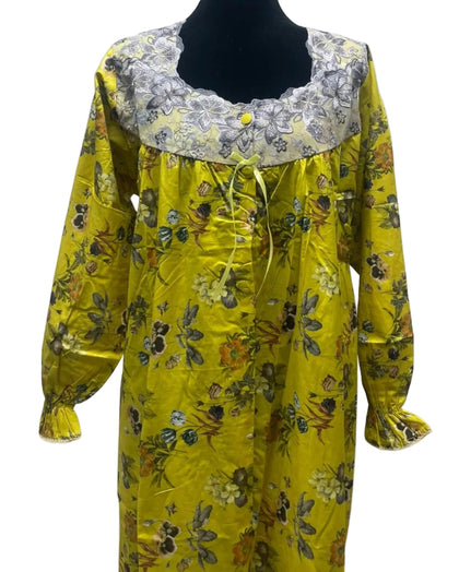 XL  جلابية قطن ليبرتي كم طويل الكم لاستيك⁩⁩⁩⁩