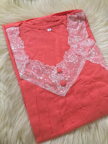 2 XL  جلابية دانتيل شربت نص كم